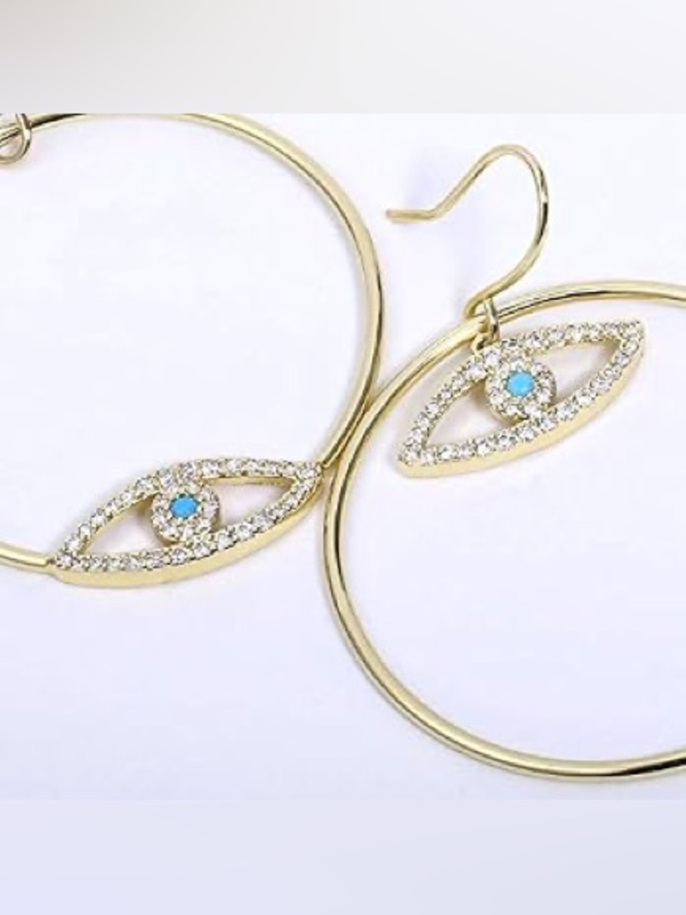 Dainty Drop Dangle Earrings for Women Evil Eye Jewelry, Metal, Cubic Zirconia